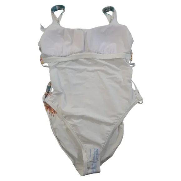 NWT Cole New York Tahiti Plunge Lattice Side Mio One Piece sz L